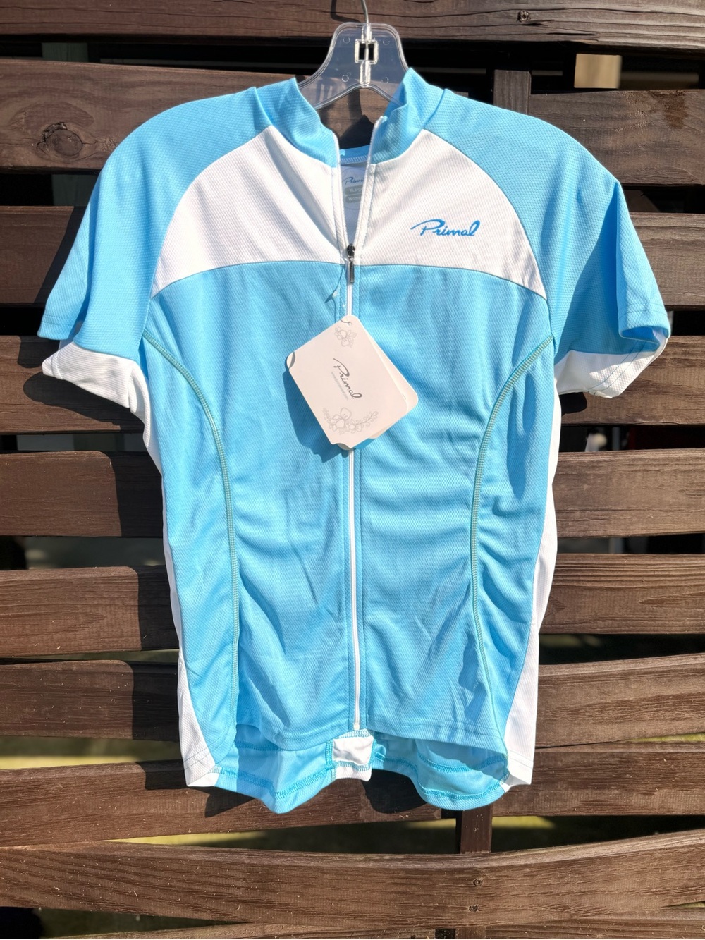 Primal Women’s Cycling Jersey XL Blue White Full Zip NWT